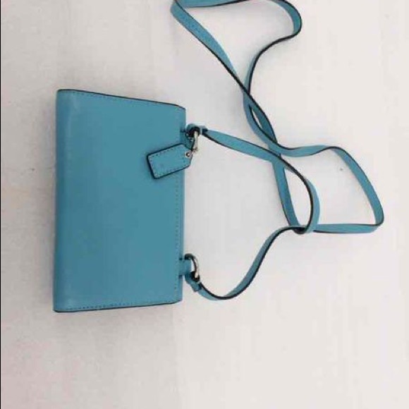 Coach Teal Leather Wallet Crossbody - Picture 6 of 7